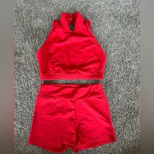 Red Athletic Tank and Shorts Set